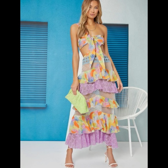 SHEIN | Colourful Ruffle Mesh Dress - Picture 5 of 5